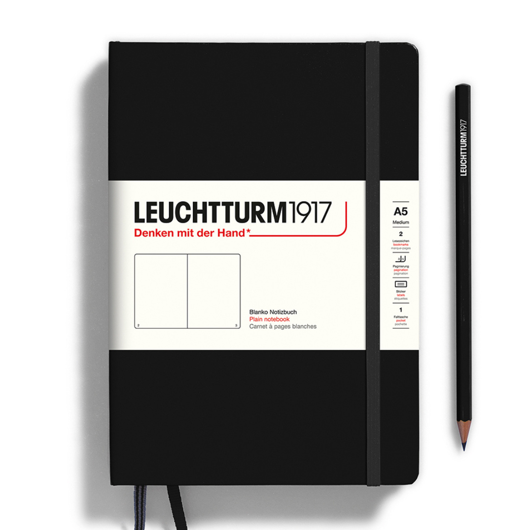 Leuchtturm1917 Kulit Keras A5 Notebook Sederhana Hitam - Biasa