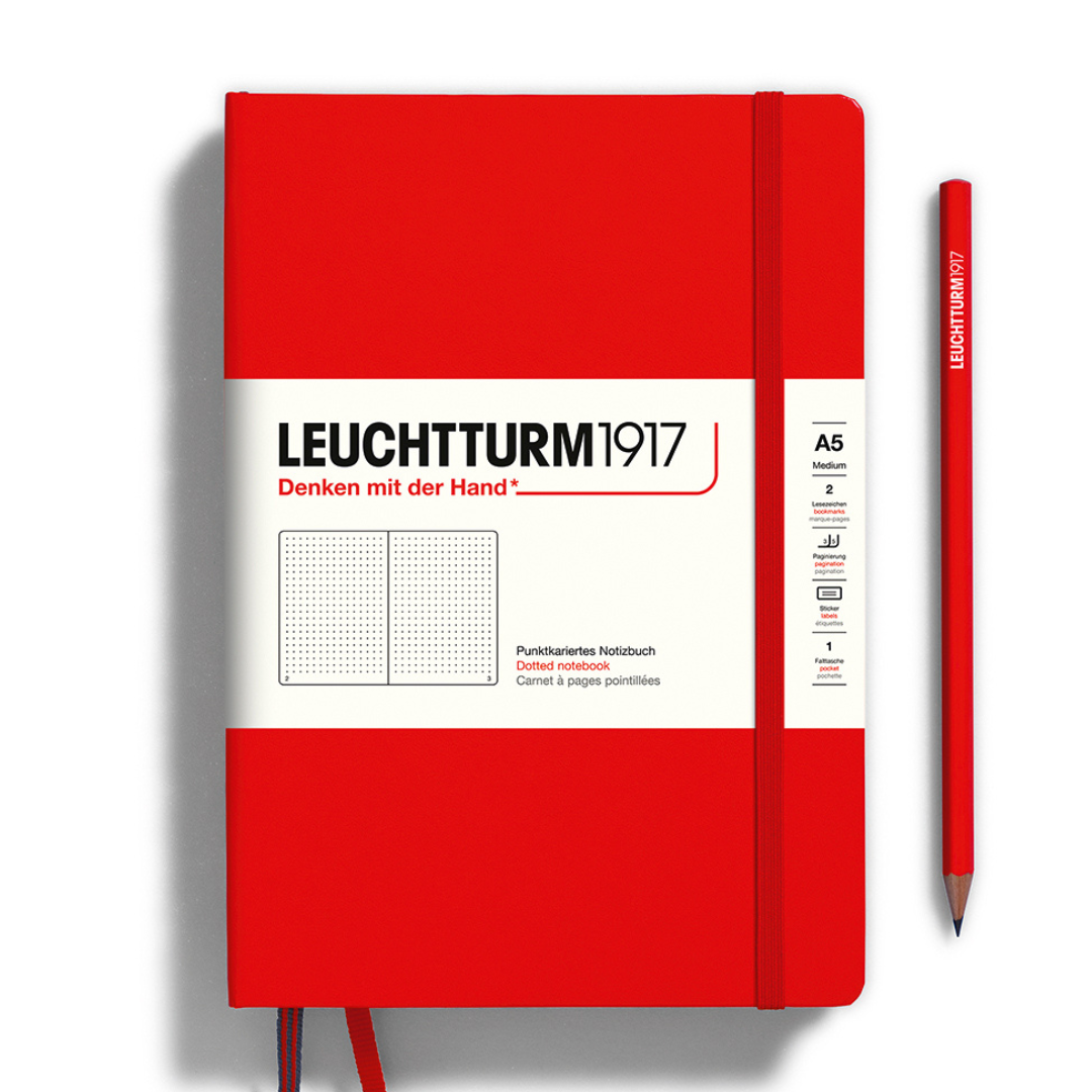 Leuchtturm1917 A5 Medium Hardcover Notebook - Red / Dotted