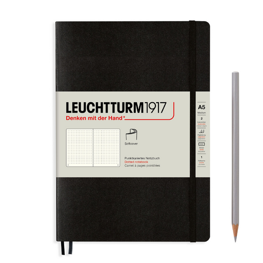 Leuchtturm1917 Softcover A5 Medium Notebook 黑色 - 圆点