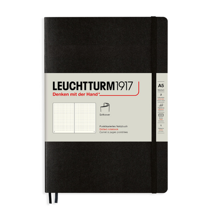 Leuchtturm1917 A5 Medium Softcover Notebook - Black / Dotted
