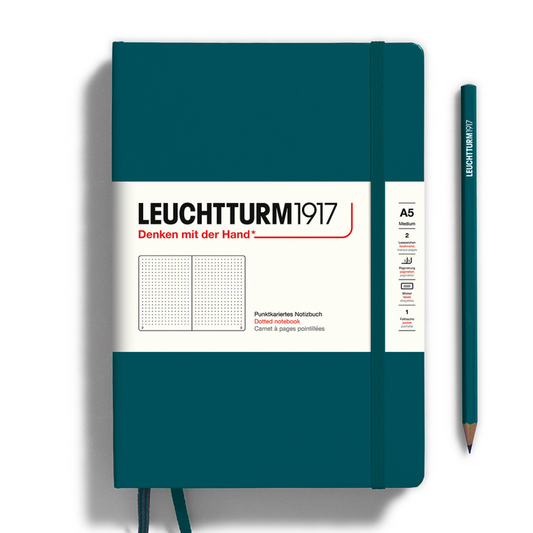 Leuchtturm1917 A5 Medium Hardcover Notebook - Pacific Green / Dotted