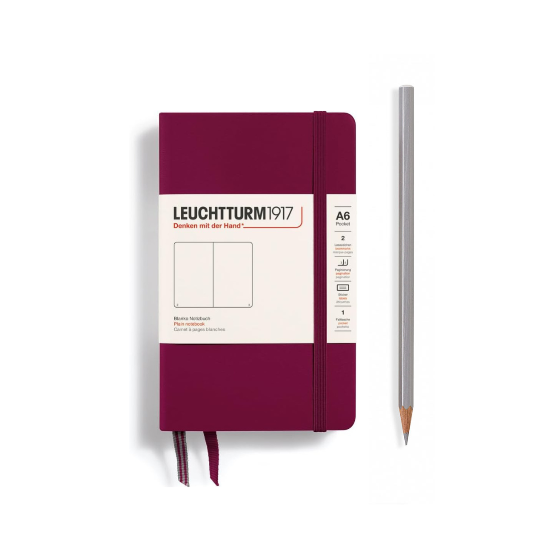 Leuchtturm1917 A6 Pocket Hardcover Notebook - Port Red / Plain