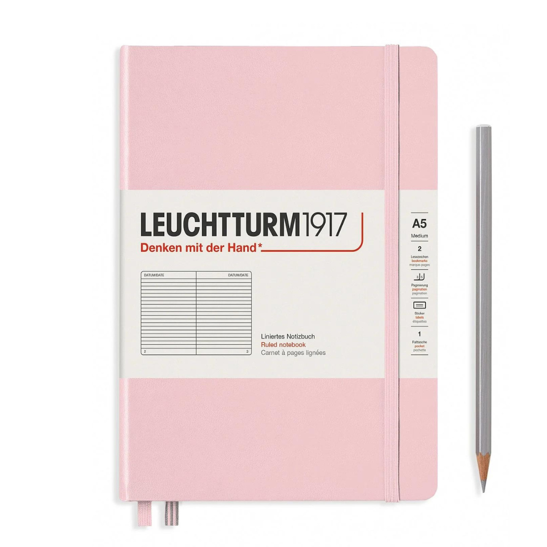 Leuchtturm1917精装A5中号笔记本粉-直纹