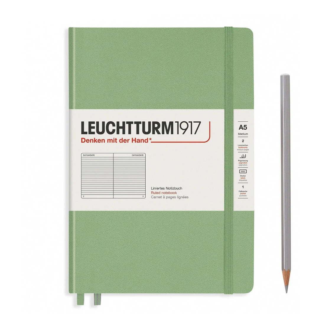 Leuchtturm1917 精装 A5 中号笔记本鼠尾草 - 直纹