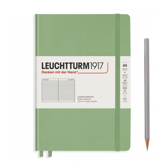 Leuchtturm1917 精装 A5 中号笔记本鼠尾草 - 直纹