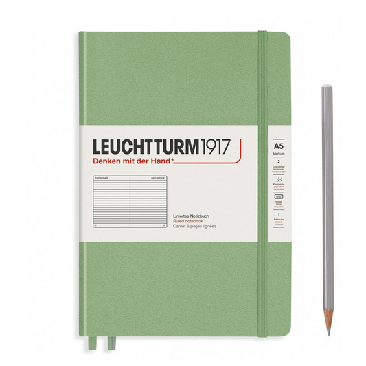 Leuchtturm1917 A5 Medium Hardcover Notebook - Sage / Ruled