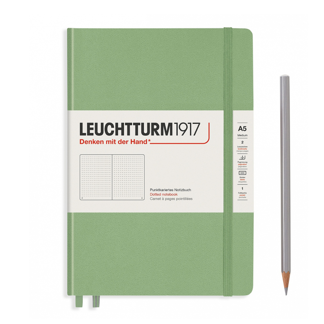 Leuchtturm1917 精装 A5 中号笔记本鼠尾草 - 点状