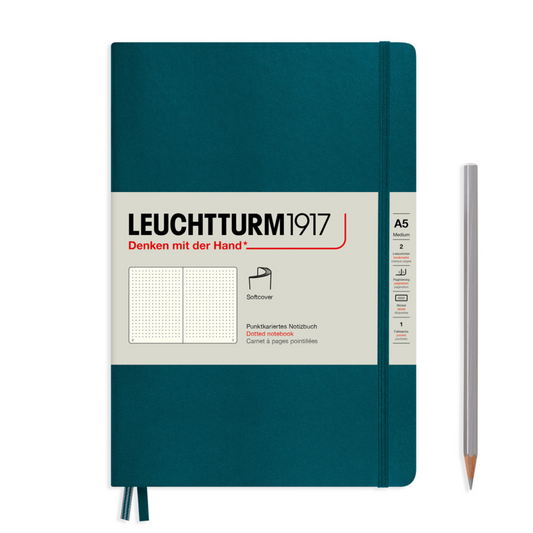 Leuchtturm1917 A5 Medium Softcover Notebook - Pacific Green / Dotted