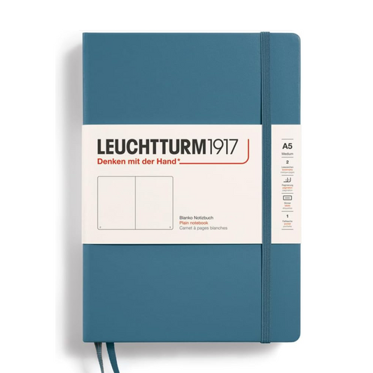 Leuchtturm1917 A5 Medium Hardcover Notebook - Stone Blue / Plain