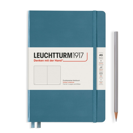 Leuchtturm1917 A5 Medium Hardcover Notebook - Stone Blue / Dotted