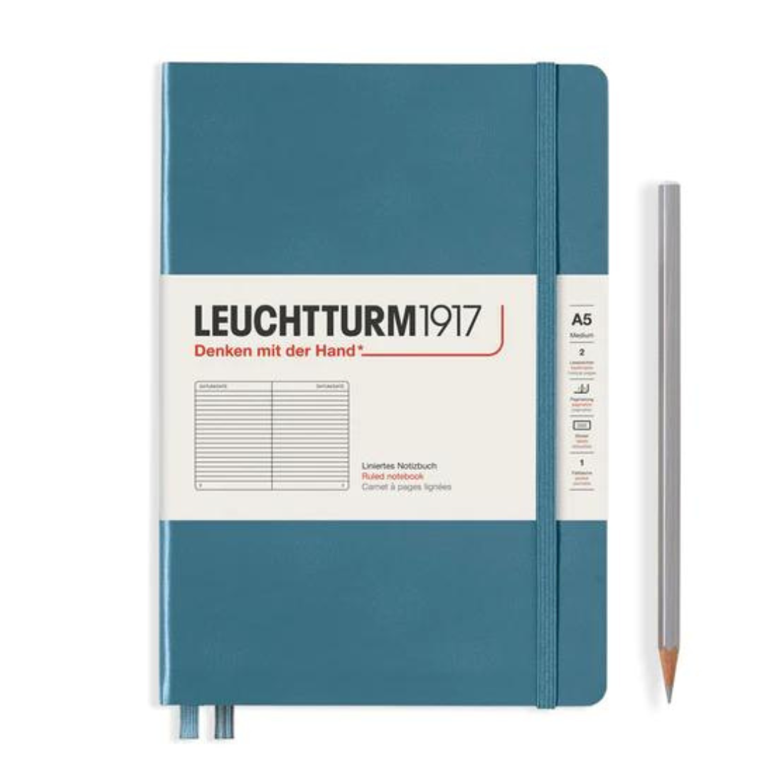 Leuchtturm1917 精装 A5 中号笔记本石蓝 - 直纹