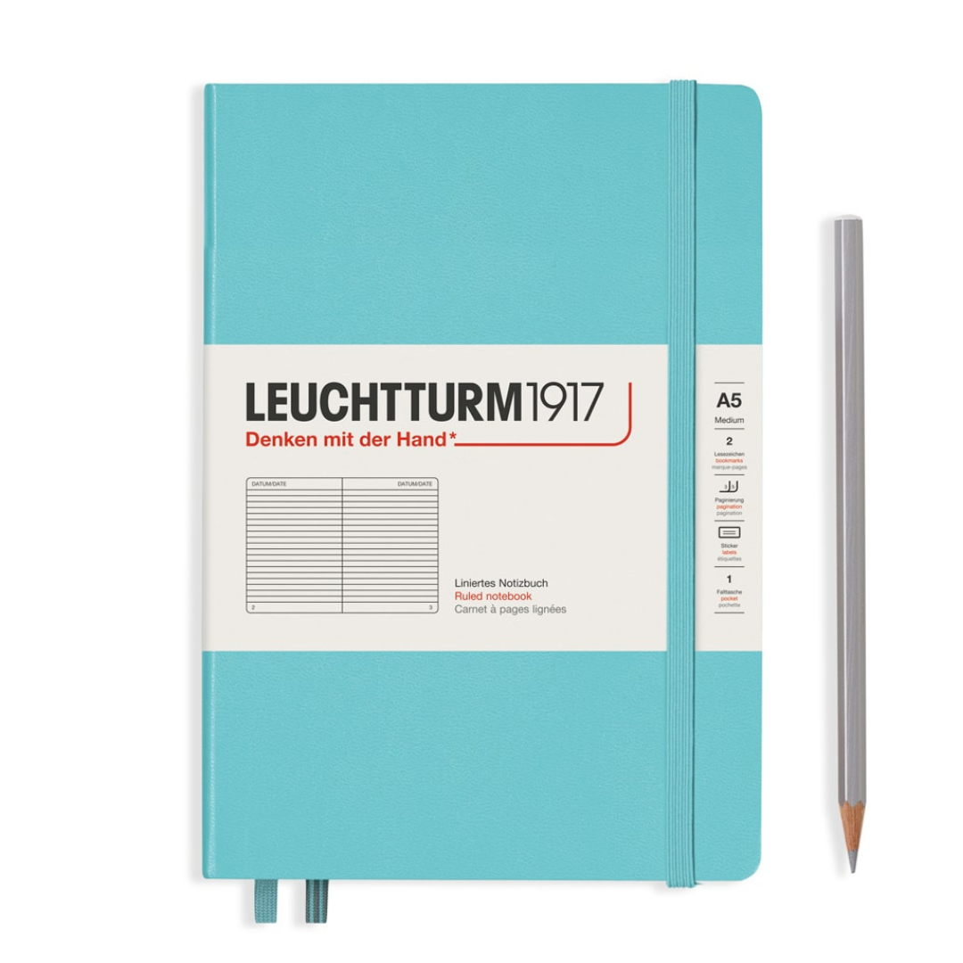 Leuchtturm1917 精装 A5 中型笔记本海蓝宝石 - 直纹