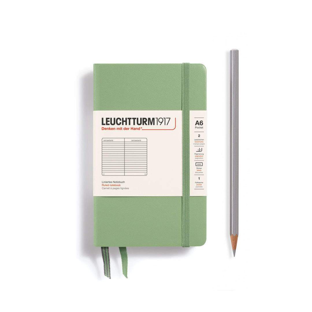 Leuchtturm1917 精装 A6 袖珍笔记本鼠尾草 - 直纹