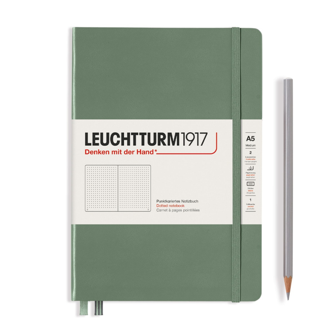 Leuchtturm1917 精装 A5 中号笔记本橄榄色 - 圆点