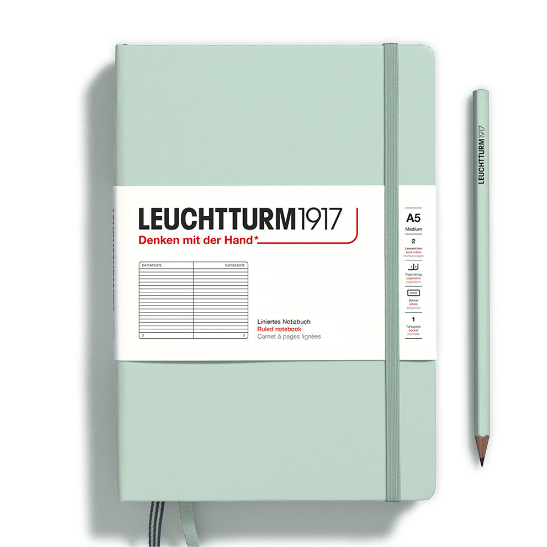 Leuchtturm1917自然色精装A5中号笔记本薄荷绿