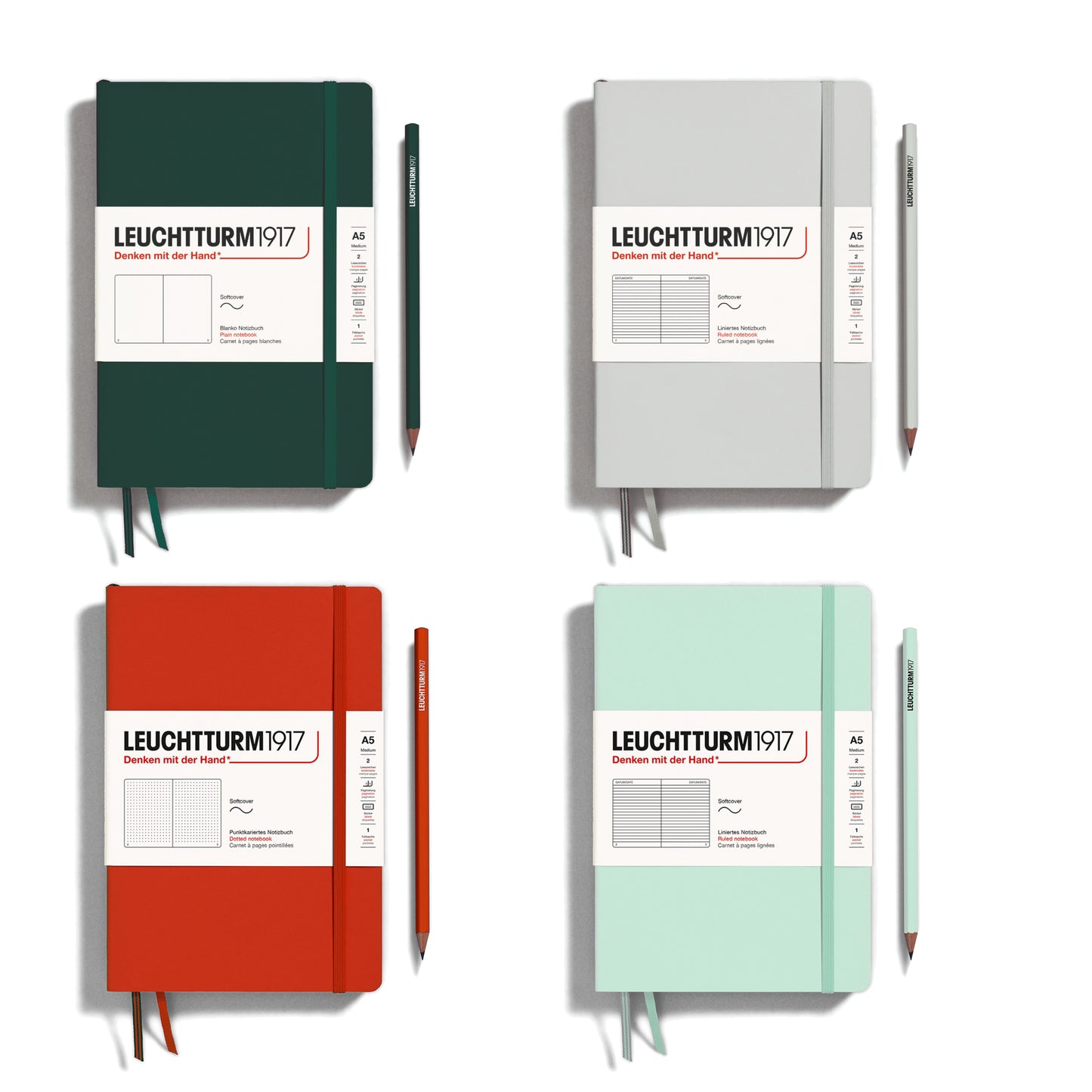Leuchtturm1917 Natural Colours A5 Medium Softcover Notebook - Mint Green / Dotted