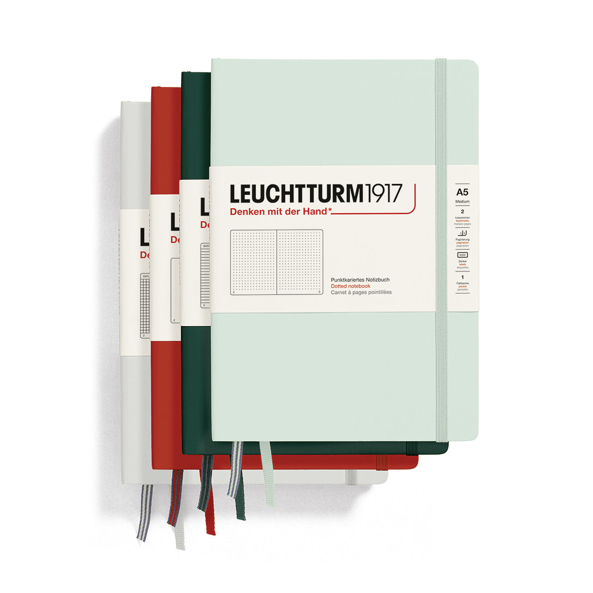 Leuchtturm1917自然色精装A5中号笔记本薄荷绿
