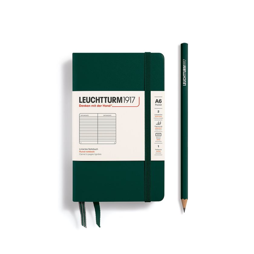 Leuchtturm1917 A6 Pocket Hardcover Notebook - Ruled / Forest Green