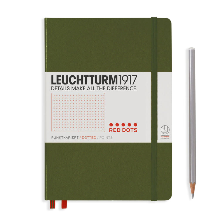 Leuchtturm1917 A5 Medium Red Dots Edition Notebook Army