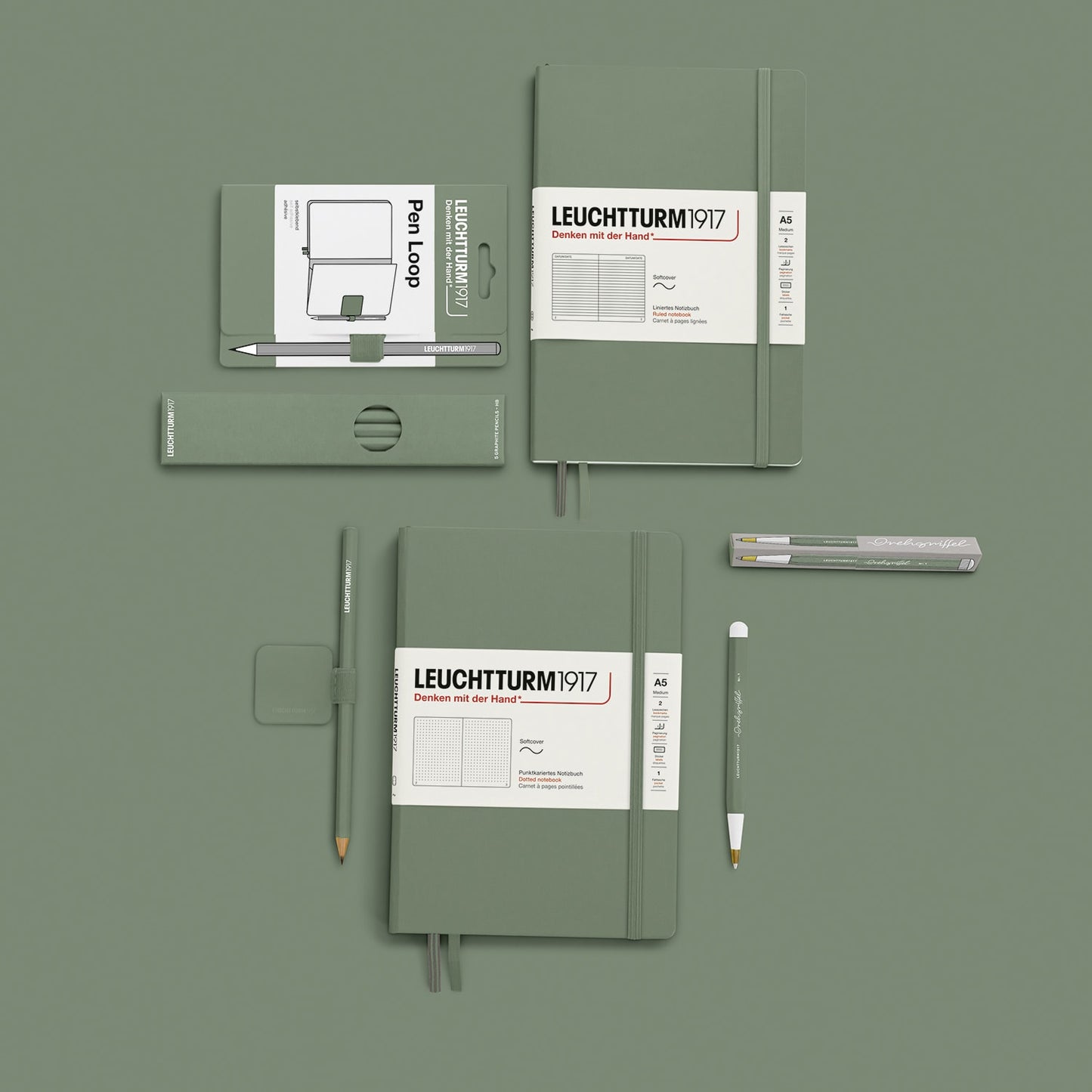 Leuchtturm1917 Softcover A5 Medium Notebook Olive - 圆点