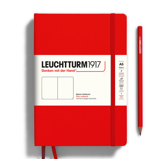 Leuchtturm1917 精装 A5 中号笔记本红色 - 纯色