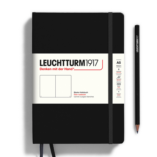 Leuchtturm1917 A5 Medium Hardcover Notebook - Black / Plain