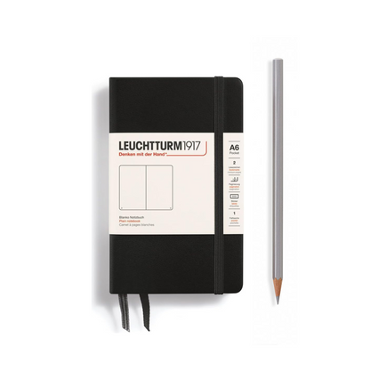Leuchtturm1917 A6 Pocket Hardcover Notebook - Black / Plain