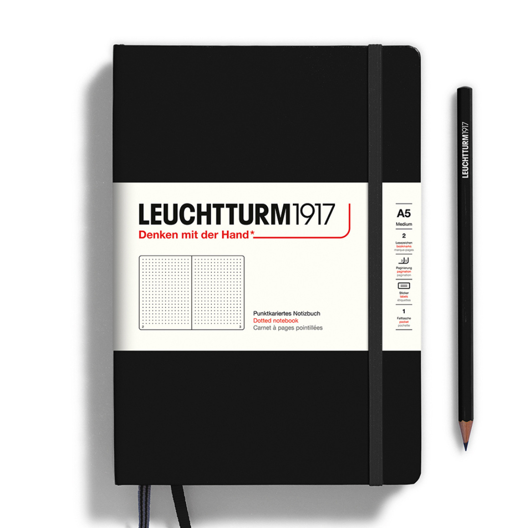 Leuchtturm1917 A5 Medium Hardcover Notebook - Black / Dotted