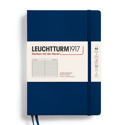 Leuchtturm1917 Kulit Keras A5 Notebook Sederhana Tentera Laut - Diperintah