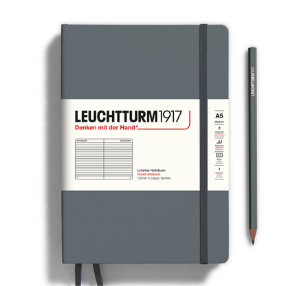 Leuchtturm1917 A5 Medium Hardcover Notebook - Anthracite / Ruled
