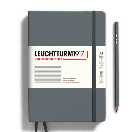 Leuchtturm1917 精装 A5 中号笔记本无烟煤色 - 直纹