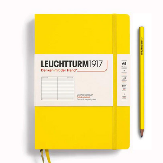 Leuchtturm1917 精装 A5 中型笔记本柠檬色 - 直纹