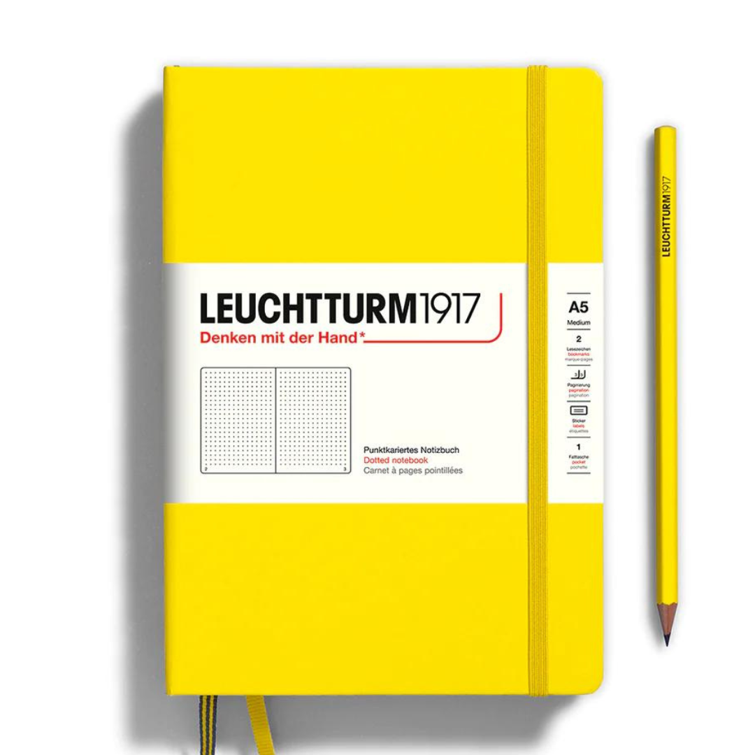 Leuchtturm1917 A5 Medium Hardcover Notebook - Lemon / Dotted