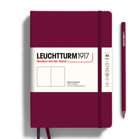 Leuchtturm1917 精装 A5 中型笔记本电脑端口红色 - 素色