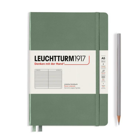 Leuchtturm1917 精装 A5 中号笔记本橄榄色 - 直纹