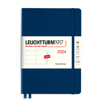 Leuchtturm1917 A5 Medium Weekly Planner with Booklet 2024 - Navy