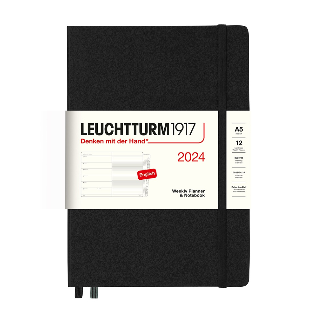 Leuchtturm1917 Calendar 2024 Daily Planner Hardcover A5 Black