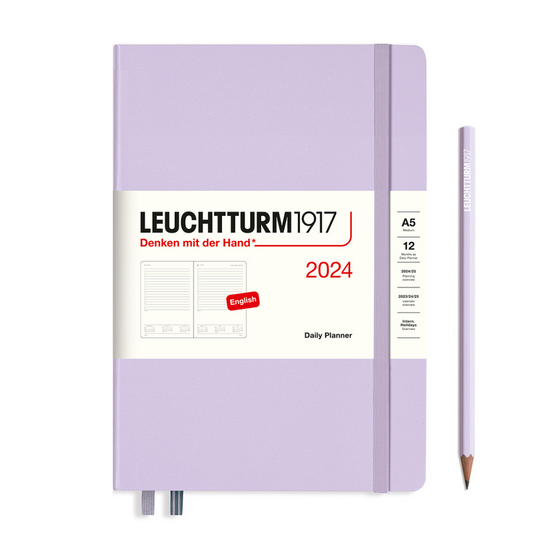 Leuchtturm1917 A5 Medium Hardcover Daily Planner 2024 - Lilac