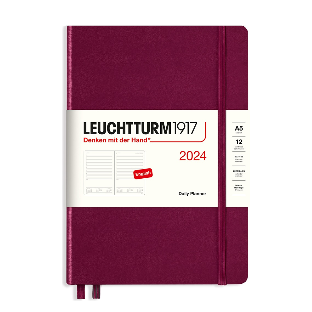 Leuchtturm1917 A5 Medium Hardcover Daily Planner 2024 - Port Red