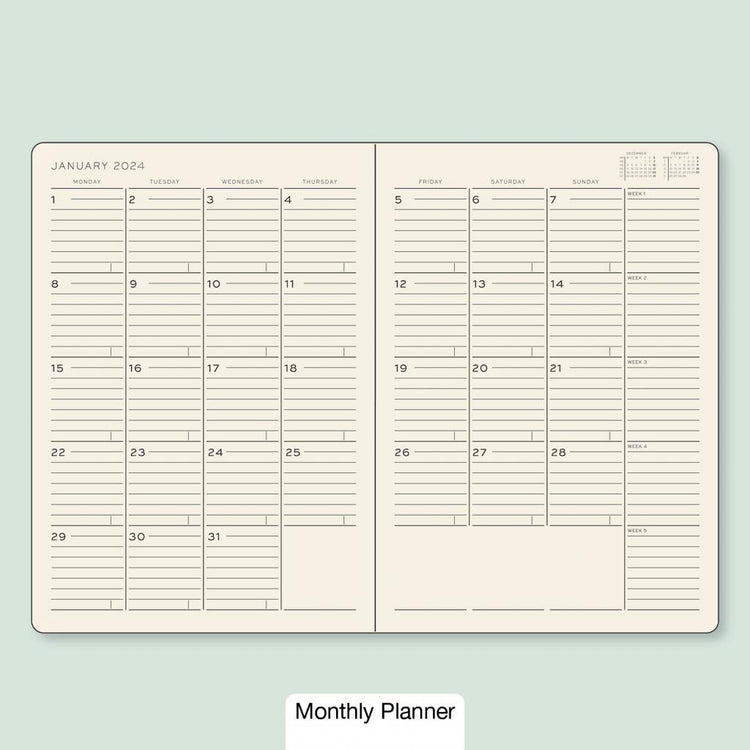 Leuchtturm1917 2024 Softcover Monthly Planner With Notebook Forest Green- Composition (B5) 16 Months (Nov.23-Feb.25)