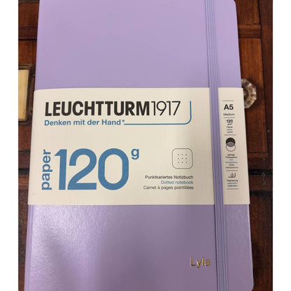 Personalized Name Embossing on Leuchtturm1917 120G Edition A5 Medium Hardcover Notebook - Dotted / Lilac
