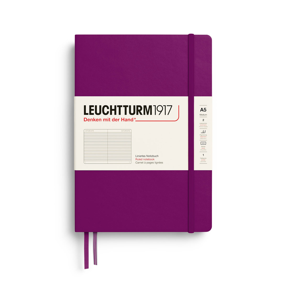 Leuchtturm1917 A5 Medium Hardcover Notebook - Ruled / Burgundy