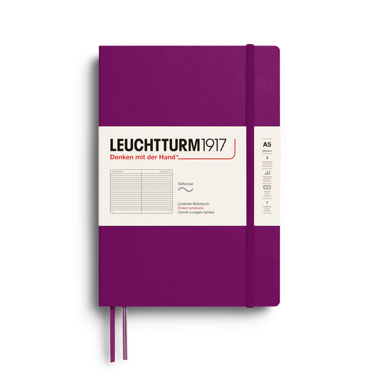 Leuchtturm1917 A5 Medium Softcover Notebook - Ruled / Burgundy