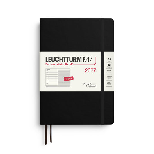 Leuchtturm1917 A5 Medium Weekly Planner & Notebook 2027 - Black