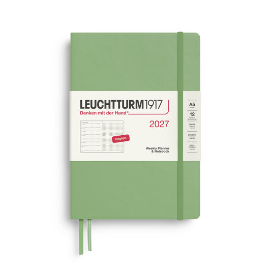 Leuchtturm1917 A5 Medium Weekly Planner & Notebook 2027 - Dotted / Sage