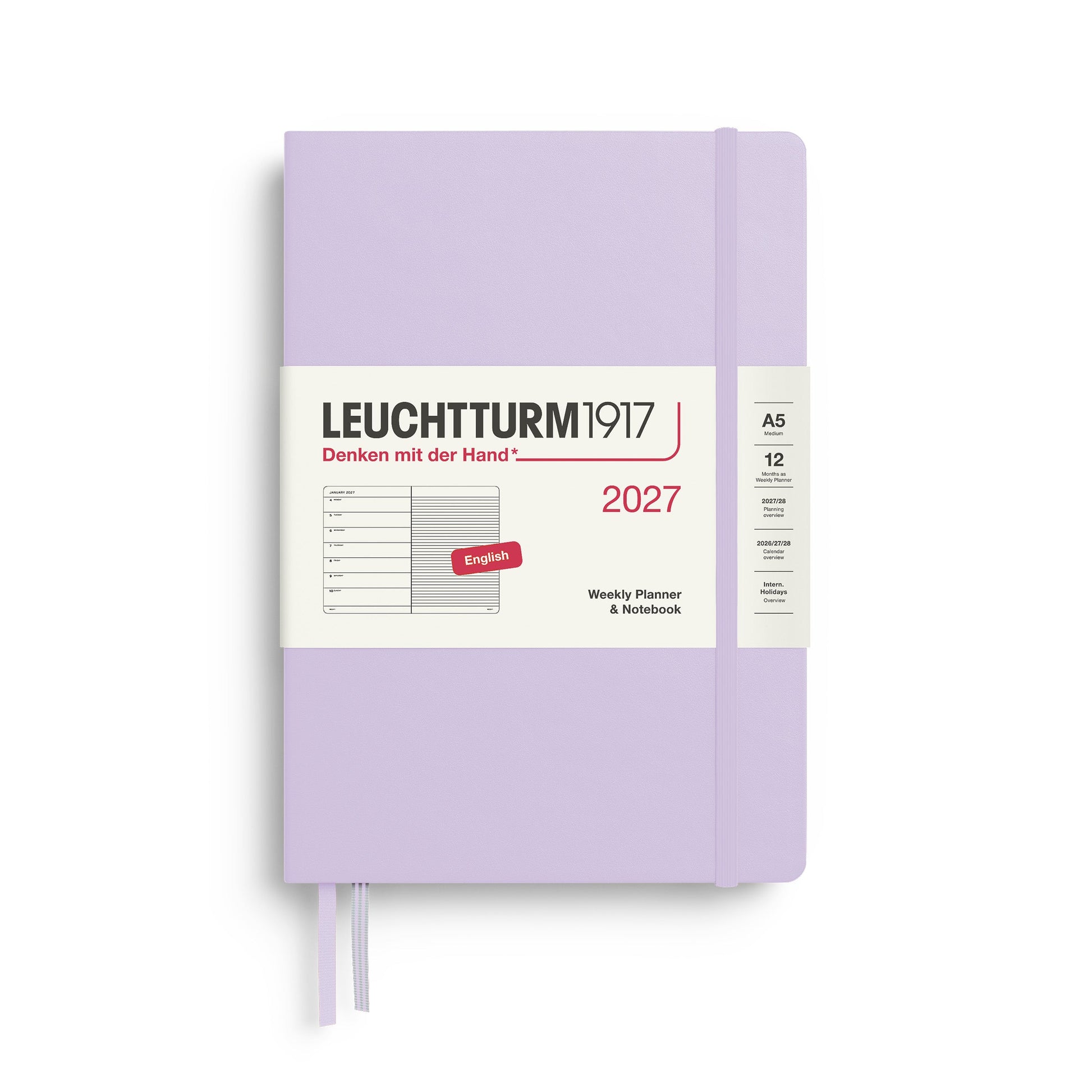 Leuchtturm1917 A5 Medium Weekly Planner & Notebook 2027 - Lilac