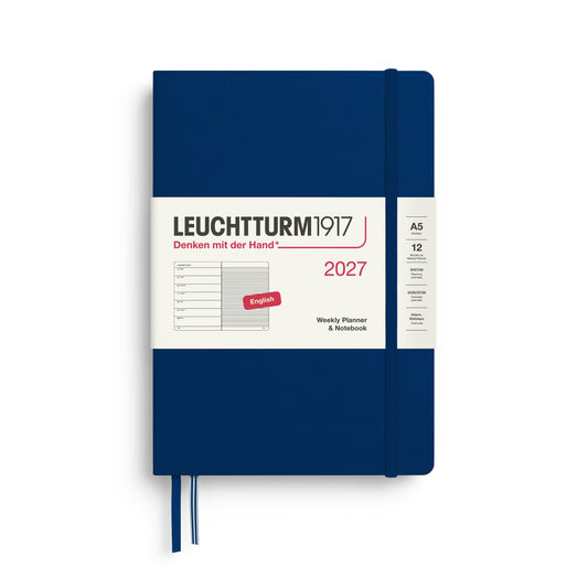 Leuchtturm1917 A5 Medium Weekly Planner & Notebook 2027 - Navy