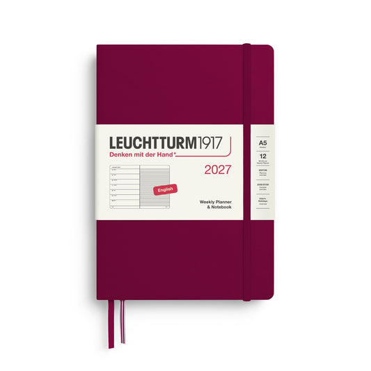 Leuchtturm1917 A5 Medium Weekly Planner & Notebook 2027 - Port Red