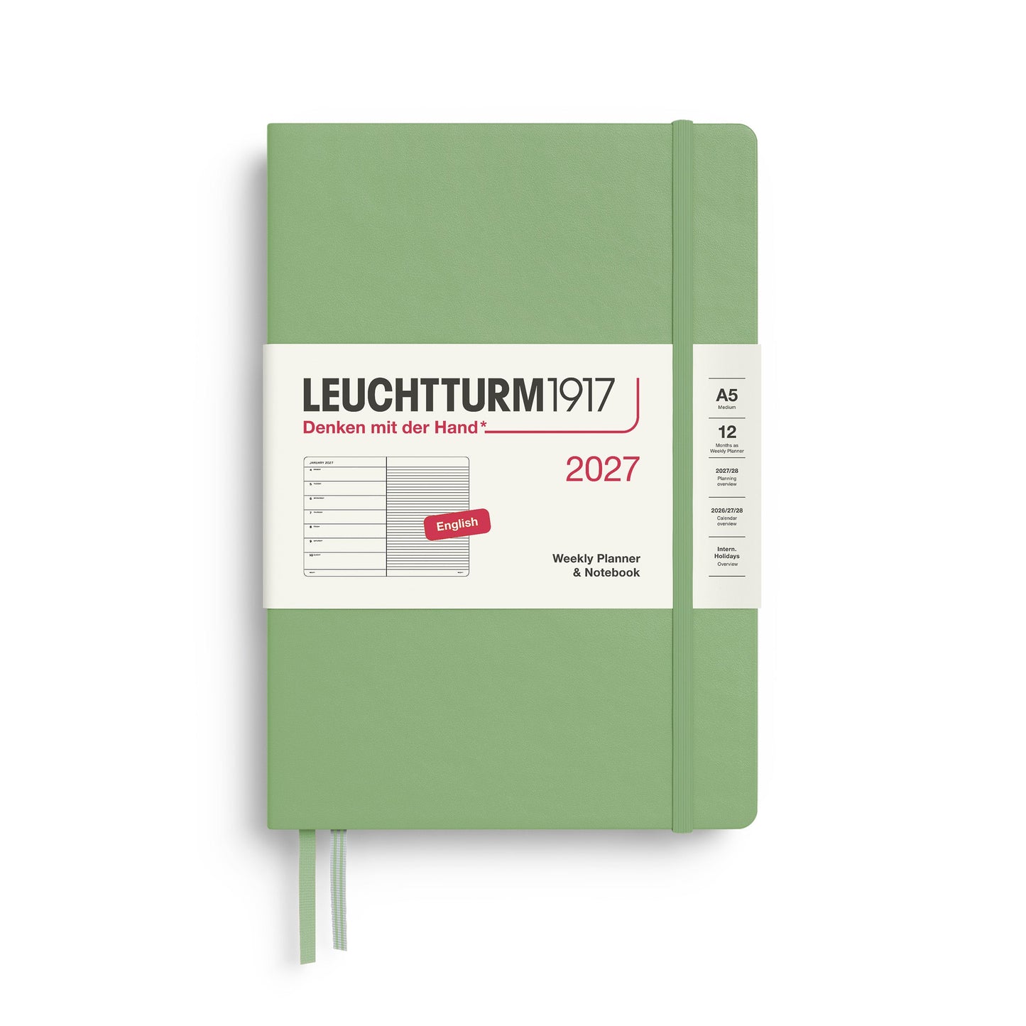 Leuchtturm1917 A5 Medium Weekly Planner & Notebook 2027 - Sage