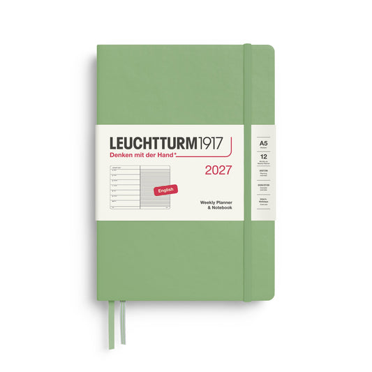 Leuchtturm1917 A5 Medium Weekly Planner & Notebook 2027 - Sage